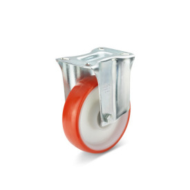 EN 22882 Steel / Stainless Steel Medium Duty Casters, Polyurethane Wheel Tread, Polyamide Wheel Core, Light Version Bearing type: K - Annular ball bearing<br />Bracket type: B - Rigid bracket<br />Coding: L - Light version<br />Bracket material: ST - Steel sheet metal