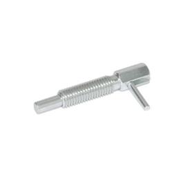 GN 7017 Steel Indexing Plungers, Lock-Out and Non Lock-Out, with L-Handle Type: C - Lock-out, without lock nut<br />Material: ST - Steel