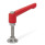 GN 306 Zinc Die-Cast Adjustable Levers, with Stainless Steel Special-Tipped Threaded Studs Type: NDN - Spherical tip with thrust pad stainless steel
Color: R - Red, RAL 3000, textured finish
