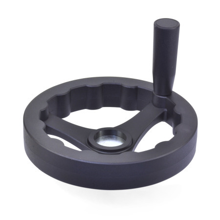 Three Spoked Handwheels  V3RA: Glass Filled Nylon Plastic, with or without Revolving Handle