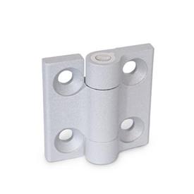 GN 437.4 Zinc Die-Cast Hinges, with 4 Indexing Positions Color: SR - Silver, RAL 9006, textured finish