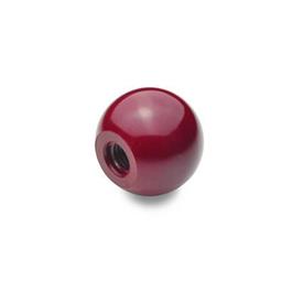 DIN 319 Plastic Ball Knobs, Red Material: KU - Plastic<br />Type: C - With tapped hole (no insert)<br />Color: RT - Red