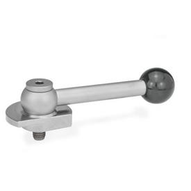 GN 918.7 Stainless Steel Top Clamping Cam Units, Ball Lever or Hex Type Type: GV - With ball lever, straight (serrations)<br />Clamping direction: L - By counter-clockwise rotation