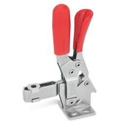GN 810.3 Stainless Steel Vertical Acting Toggle Clamps, with Safety Hook, with Horizontal Mounting Base Material: NI - Stainless steel<br />Type: AL - U-bar version, with two flanged washers