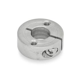 GN 7062.2 Collares de fijación semipartidos de acero inoxidable, con agujeros de montaje Tipo: C - Con dos agujeros roscados
