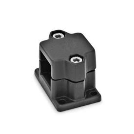 GN 147 Aluminum Flanged Connector Clamps, Split Assembly, with 4 Mounting Holes Bildvarianten: V - Square<br />Finish: SW - Black, RAL 9005, textured finish