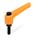 WN 303 Plastic Adjustable Levers, Threaded Stud Type, with Blackened Steel Components, with Push Button Lever color: OS - Orange, RAL 2004, textured finish
Push button color: S - Black, RAL 9005