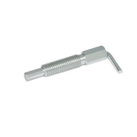 GN 7017 Steel Indexing Plungers, Lock-Out and Non Lock-Out, with L-Handle Type: B - Non lock-out, without lock nut
Material: ST - Steel