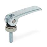Steel Clamping Levers with Eccentrical Cam, Threaded Stud Type, with Plastic Contact Plate