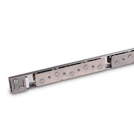 GN 1490 Stainless Steel Cam Roller Linear Guide Rail Systems, Formed Rail Profile Type: B5 - With two cam roller carriages with 5 rollers<br />Identification no.: 2 - With two end stops<br />Material: NI - Stainless steel