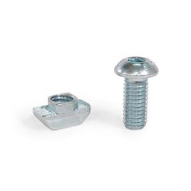 GN 968 Steel T-Nut Assemblies, for 30 / 40 / 45 mm Profile Systems Type: C - Socket button head screw ISO 7380