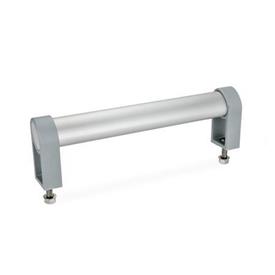 GN 335 Aluminum Oval Tubular Handles, with Zinc Die-Cast Handle Legs, with Inclined Handle Profile Type: B - Mounting from the operator's side<br />Finish: ES - Anodized finish, natural color