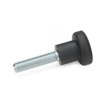 EN 676 Technopolymer Plastic Knurled Knobs, Ergostyle®, with Threaded Stud 