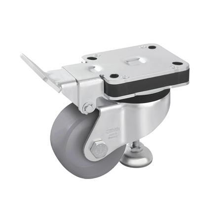  HRLK-POG Heavy pressed steel industrial Top Plate Caster, with Integrated Truck Lock, with Plain Bearing 