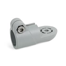 EN 276.9 Conectores de abrazadera giratoria de plástico Tipo: OZ - Sin peldaño de centrado (suave)<br />Color: GR - Gris, RAL 7040, acabado mate