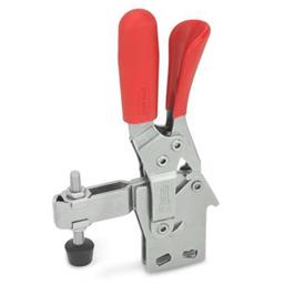 GN 810.4 Sauterelles poussées en inox, avec crochet de sécurité, avec embase verticale Matériau: NI - Inox<br />Type: BLC - Version barre en U, avec deux rondelles à bride et un ensemble de broches GN 708.1