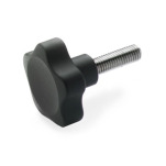 Technopolymer Plastic Solid Five-Lobed Knobs, with Steel / Stainless Steel Threaded Stud