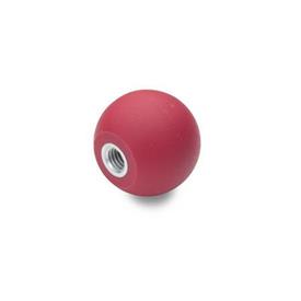 DIN 319 Plastic Ball Knobs, Red Material: KT - Plastic<br />Type: E - With tapped insert<br />Color: RT - Red