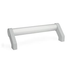 GN 333 Aluminum Tubular Handles, with Zinc Die-Cast Angled Handle Legs Type: A - Mounting from the back (tapped blind hole)<br />Finish: ES - Anodized finish, natural color