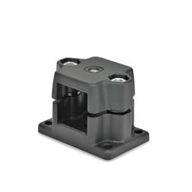 GN 147.7 Aluminium, noix de serrage avec embase, avec option de positionnement Type: G - Avec filetage<br />Couleur: SW - Noir, RAL 9005, finition texturée