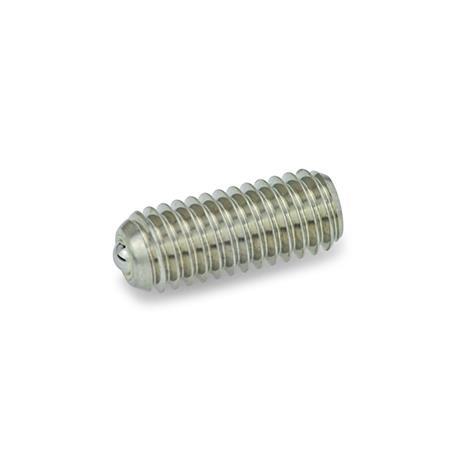 GN 615.9 Stainless Steel Ball Plungers, with Friction Bearing, with Internal Hex Type: KN - Stainless steel, standard spring load