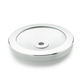 GN 321 Plain Aluminum Solid Disk Handwheels, Polished Rim, with or without Revolving Handle Bore code: B - Without keyway<br />Type: A - Without revolving handle