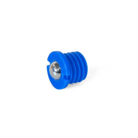 GN 616.2 Steel / Stainless Steel / Plastic Spring Plungers, with Flange, with Ball, with Front Slot Type: KU - Plastic housing, stainless steel ball