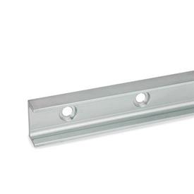 GN 2422 Steel Cam Roller Linear Guide Rails, for Cam Roller Linear Guide Rail Systems, C-Profile Type: UT - Floating bearing rail, with mounting hole for flat head screw