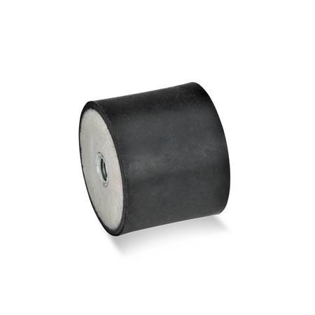 Winco Inc. J.W JW Winco 351-25-30-M6-EE-55 Series GN 351 Rubber Type EE Cylindrical Vibration Isolation Mount with 2 Tapped Hole 25mm Diameter Pack of 5 30mm Height Metric Size 