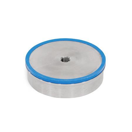 GN 7090 Discos adhesivos de acero inoxidable, con agujero roscado, diseño higiénico Material de junta de sellado: E - EPDM
