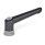 GN 300.7 Zinc Die-Cast Adjustable Levers, Tapped Type, with Stainless Steel Components, with Increased Clamping Force Color: SZ - Black, RAL 9005, silk shiny finish