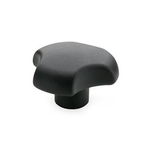 EN 5342 Technopolymer Plastic Three-Lobed Knobs, with Stainless Steel Tapped Insert 