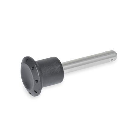 GN 124.2 Plastic Quick Release Pins, with Stainless Steel Shank, with Axial Ball Retainer 