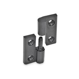 EN 337.1 Technopolymer Plastic Lift-Off Hinges, with Countersunk Bores Identification no.: 2 - Fixed bearing (pin) left