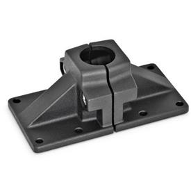 GN 167 Aluminum Wide Base Plate Connector Clamps, Split Assembly Bildzuordnung: B - Bore<br />Finish: SW - Black, RAL 9005, textured finish