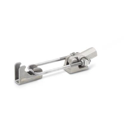GN 854 Steel Latch Type Toggle Clamps, with Bore for Handle or with Fixed Clamping Arm Identification no.: 1 - With bore