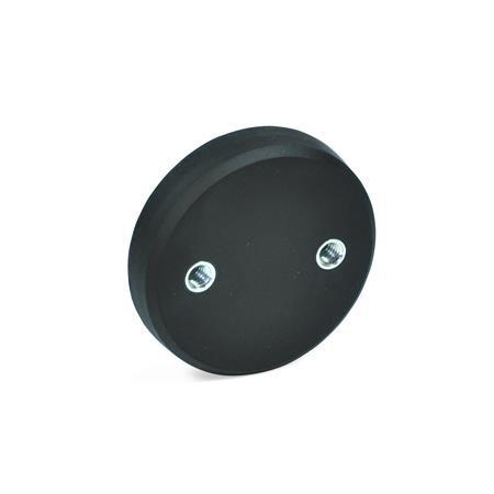 GN 51.6 Steel Retaining Magnets, Disk-Shaped, with 2 Tapped Holes, with Rubber Jacket 