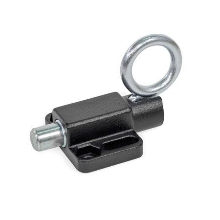 GN 722.6 Steel Indexing Plungers, Lock-Out, with Mounting Flange, with Pull Ring Type: C - With pull ring, lock-out
Finish: SW - Black, RAL 9005, textured finish