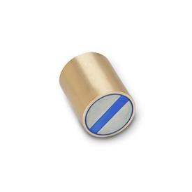 GN 54.2 Brass Retaining Magnets, Rod-Shaped, with Tapped Blind Hole, with Fitting Tolerance Magnet material: ND - NdFeB