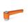 WN 302.2 Manijas ajustables rectas de plástico, tipo roscado, con componentes de acero zincado Color de la palanca: OS - Naranja, RAL 2004, acabado texturizado