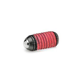 GN 615.3 Steel / Stainless Steel Ball Plungers with Thread Locking, with Internal Hex Type: KS - Steel, high spring load<br />Thread locking: MVK - Micro encapsulation precote