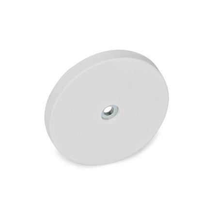 GN 51.4 Aimants de retenue en acier, forme de disque, à trou traversant, avec gaine en caoutchouc Couleur: WS - Blanc