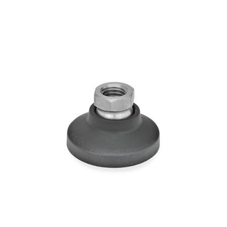 GN 343.7 Stainless Steel Leveling Feet, Plastic Base, Tapped Socket Type, with or without Rubber Pad Type: A - Without rubber pad