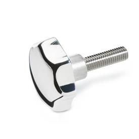 GN 6336.5 Aluminum Star Knobs, with Stainless Steel Threaded Stud Finish: AP - Polished finish