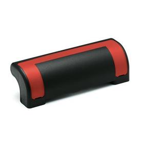 EN 630.2 Technopolymer Plastic Guard Safety Handles, with Counterbored Through Holes,  Ergostyle® Color of the cover: DRT - Red, RAL 3000, shiny finish