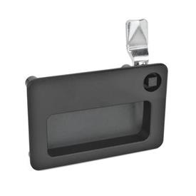GN 115.10 Zinc Die-Cast Cam Latches, with Gripping Tray, Operation with Socket Key Type: VK7 - With square spindle<br />Color: SW - Black, RAL 9005, textured finish<br />Identification no.: 2 - Operation in the illustrated position top right