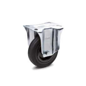 EN 22873 Steel Medium Duty Casters, Rubber Wheel Tread, Polypropylene Wheel Core, Light Version Bearing type: G - Friction bearing<br />Bracket type: B - Rigid bracket<br />Coding: L - Light version<br />Bracket material: ST - Steel sheet metal