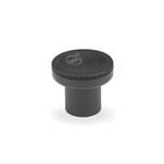 Antimicrobial Plastic Knurled Knobs, with Stainless Steel Tapped Insert, Ergostyle®