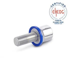 GN 1580 Stainless Steel Hex Head Screws, Hygienic Design Finish: PL - Polished finish (Ra < 0.8 µm)<br />Sealing ring material: H - H-NBR