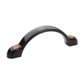 EN 365 Technopolymer Plastic Arch Handles, with Counterbored Mounting Holes or Tapped Inserts Color of the cover cap: DOR - Orange, RAL 2004, matte finish